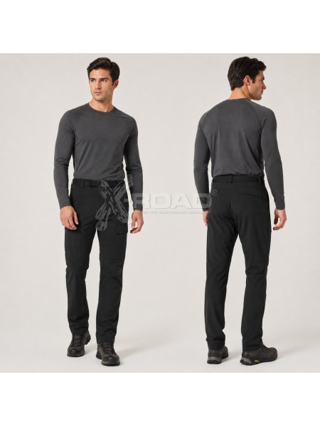 Чоловічі демісезонні штани Softshell на флісі чорні X-Road 0902